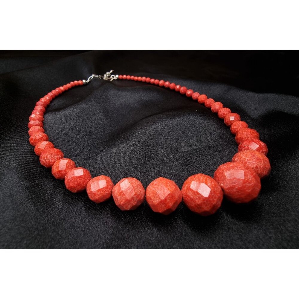 Jay King Mine Finds Real Coral Sterling Silver 925 Necklace With Graduated Beads